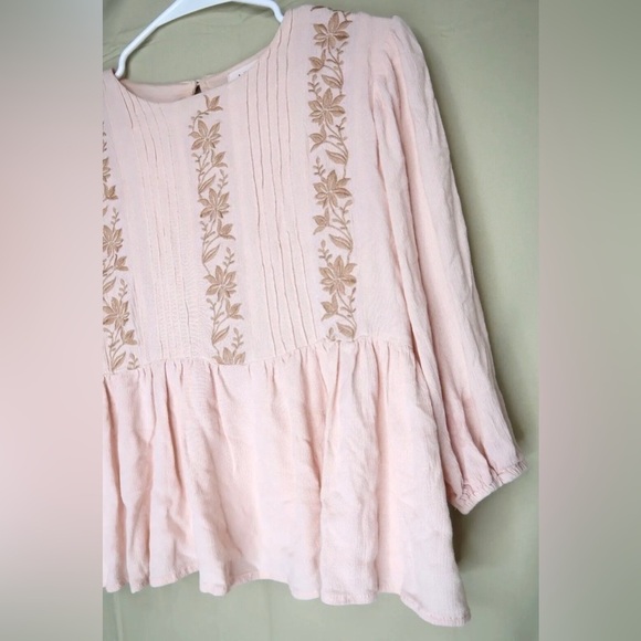 Bohme Embroidered Pink Tunic Top Round Neck Lined Oversized Women’s Size Small - Picture 4 of 10